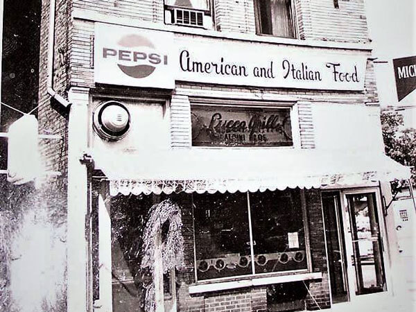 A vintage photo of the Lucca Grill exterior.