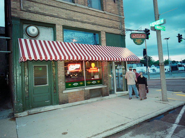 The exterior of Lucca Grill.