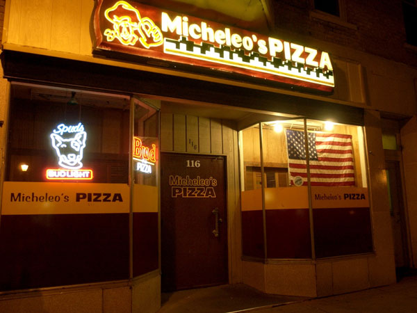 The exterior of Micheleos at night