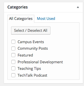 example of wordpress categories interface,