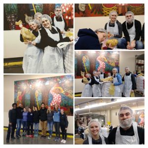 collage of urban immersion 2018 participants volunteering at oregon food bank january 18, 2018