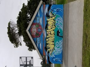 Picture of graffiti of the Maori name for the area of Raglan