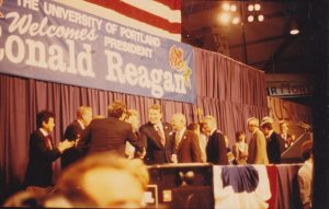 President Ronald Reagan Campaign Rally, University of Portland Chiles Center, October 23, 1984 (University Archives)