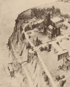 1927 detail, Gothic Chapel and Bluff river-stairs (University Archives, click to enlarge)