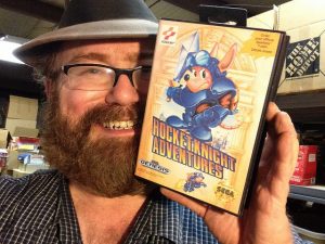 In this photo he is holding RocketKnight Adventures